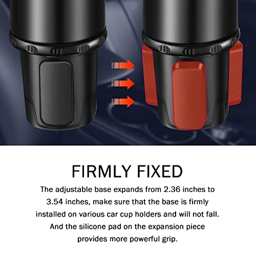 Car Cup Holder With Cellphone Mount Adjustable Cup Holder Expander 2 In 1 Multifunctional Car Cup Holder Organizer Universal 360 Degree Rotation Base Automotive Cup Holders (7.9 X 5.4 X 3.4 Inches) #TOP3