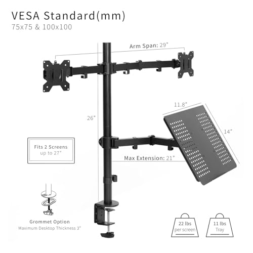 Support double ecran bras articule moniteur 24 pouces et PC - 3