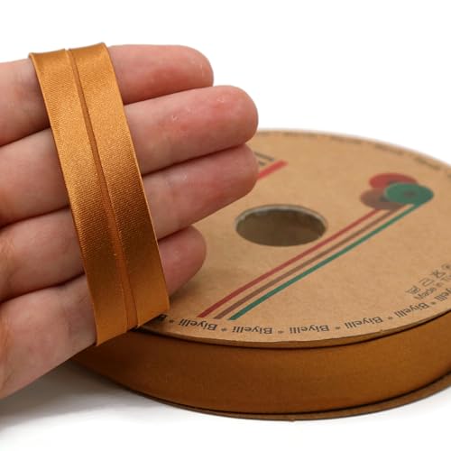 Image of Fold Satin Bias Tape - 99+ Colors - 3 /4 Inches Wide - 27 Yards - Fold Satin Binding Bias Ribbon Fabric Piping Bias Binding Tape for Sewing Clothing DIY (33. Cider) BYS33