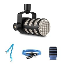 Broadcast-quality PodMic dynamic microphone, perect for podcasting and streaming PSA1+ studio arm for precise microphone positioning Deluxe WS14 pop filter purpose-built for PodMic and PodMic USB Premium 3m (10ft) XLR cable for connecting microphones...