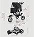 3-Wheeled Pet Stroller for Cats & Dogs, Foldable Pushchair Carrier with Cup Holder for Medium & Small Dogs, Large Wheels (Black)(Grey)