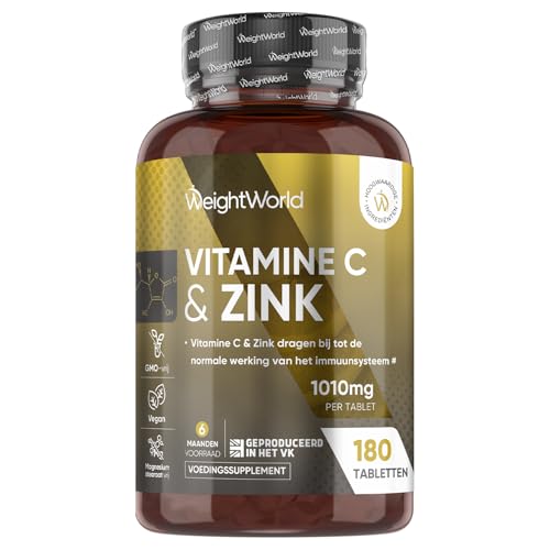 Vitamine C en Zink tabletten - 1000 mg vitamine C + 10 mg zink - 180 tabletten - WeightWorld