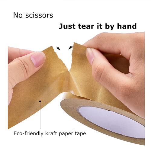 Lucasng Packing Packaging Brown Kraft Paper Gummed Tape For Masking,Moving,Shipping Carton Sealing Tape,Picture Frame Backing Tape,150Ft Length X 2" Width #TOP2
