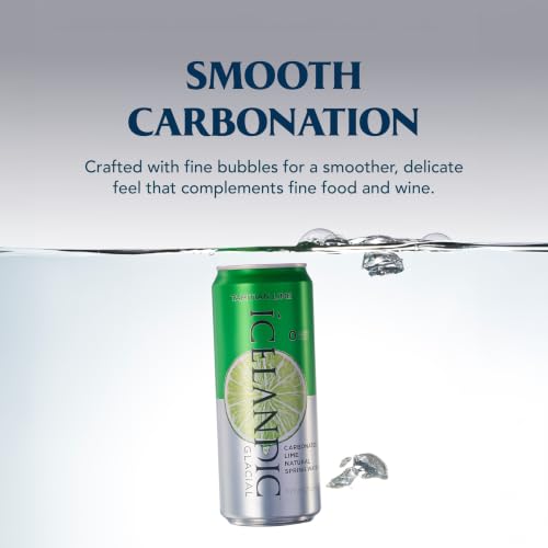 Image of Icelandic Glacial Sparkling Water, Tahitian Lime, 330 ml / 11.1 Fl Oz Cans (Pack of 10)