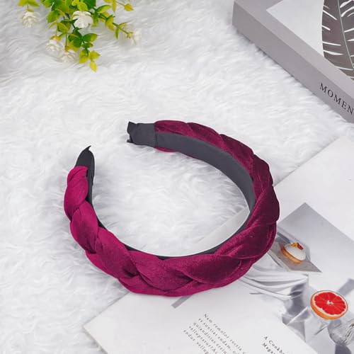 LOPHE Velvet Braided Headband, Twisted Braid Rough Edge Hair Band, Non-Slip Twisted Knotted Headband - Image 4