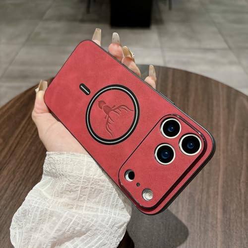 Étui pour iPhone 12 Pro rouge en cuir et silicone magnétique