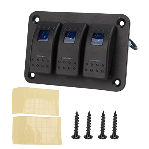 Panel de interruptor basculante de 3 bandas negro para barcos y todoterrenos 6