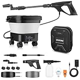 UKIFIRE Portable Pressure Washer, 13L Rechargeable Foldable Water Tank,7 Adjustable Pressure Levels, High-Pressure Spray Gun with 23FT Hose for Car/Bike Wash, Pet Cleaning, Garden Care, Outdoor Use