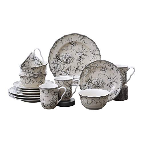 Misc Antique White 16 Piece Dinnerware Set Floral Porcelain Pieces