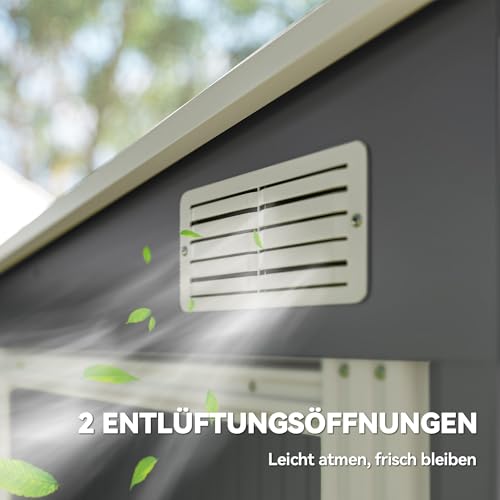 Outsunny Metall Gerätehaus 2,81m² 154x206,5x181 cm Geräteschuppen mit Pultdach Fundament Schiebetür wetterfest Gartenhaus Outdoor Garten Schuppen Schrank für Hinterhof Außenbereich Dunkelgrau