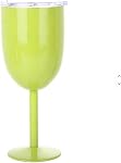 Verres à vin en acier inoxydable avec couvercle– 12 oz Thermo Goblet à double paroi isolée – Parfait pour les fêtes d'anniversaire, anniversaires et pique-nique extérieure (bleu clair)