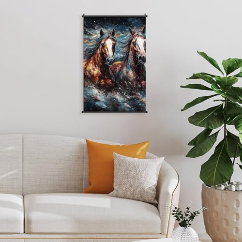 Decoración artística de pared con impresión texturizada de caballos en carrera 7
