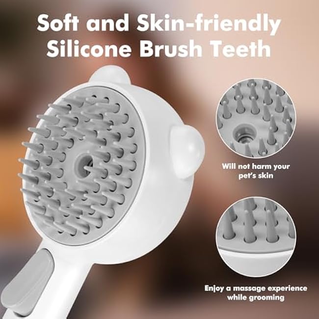 4 in 1 Pet Steam Brush for Cat & Dog, Cat Steam Brush for indoor Cats, Self Cleaning Shedding & Grooming Tool with Waterless Shampoo, Pet Spray Hair Removal Comb with Release Button & Water Tank-jIYqYEPD