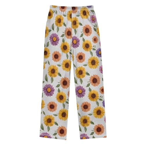 Pajama Pants Lounge Sleep PJ Bottoms Sleepwear Elastic Waist Drawstring S Sunflower Flower2
