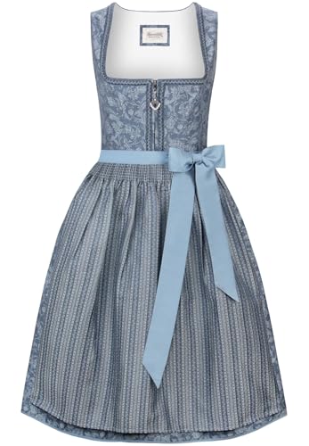 Heimatgwand Damen Diana Maxi Dirndl, Rauchblau, 46 EU