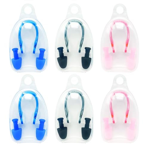 SAIIURV - SAIIURV 6 Pièces Pince Nez En Silicone Nageur Bouchons d'Oreille Protecteur de Nez Pour Piscine Natation pour Piscine, Mer, Bain, Sports Aquatiques Protecteur de Nez Pour Piscine Natation