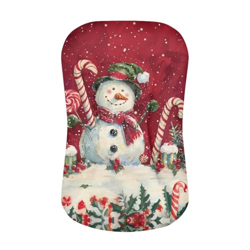 Image of ZOUTAIRONG Snowman Candy Cane Bassinet Sheetsack Christmas Unisex Fitted Baby Bassinet Sheets Set for Standard Bassinets for Baby Boys or Girls