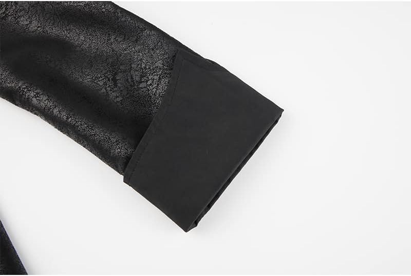 Men's Steampunk PU Leather Jacket with Hood - Gothic Victorian Vampire Coat Medieval Adjustable Tailcoat Gear - Image 7