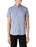 camisa hombre lino cuello mao manga corta Camisa Springfield Camisa Cuello Mao Suede para Hombre, Azul Medio, M