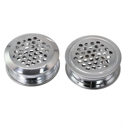 2 rejillas de ventilación redondas de acero inoxidable para ventilación de armario y gabinete con diseño de agujero de malla para instalación de oficina y sala de conferencias (plateado)