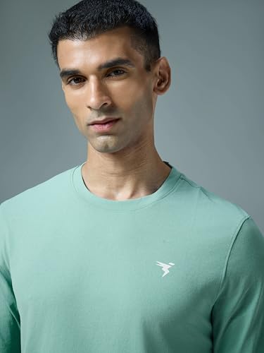 Image of TECHNOSPORT Men's Slim Fit Full Sleeve Crew Neck T-Shirt, COTFLEX Quick Dry Moisture Wicking Stretchable Sports Gym and Casual Wear