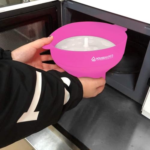 Image of Collapsible Silicone Microwave Hot Air Popcorn Popper Bowl With Lid and Handles (Pink)