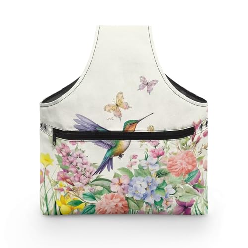 Image of KUIFORTI Hummingbird Knitting Yarn Bag, Flower Crochet Bags for Women Tote Bag for Knitting Needles, Yarns and Unfinshed Project, Crochet Hook Organizer, Large Size