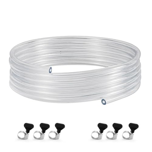 15 Feet - Hgkeke 3/16 ID 7/16 OD Beer Line Kegerator Tubing 3/16 Beer Line Replacement Kit Vinyl Tubing with Hose Clamps Food Grade Hose for Kegerator D Coupler Draft Beer Tower Beer Dispensing.