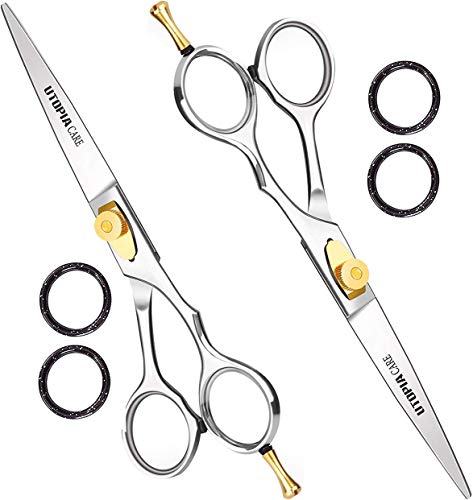 Professional Barber/Salon Razor Edge Hair Cutting Scissors/Shears (6 Â½ Inch, Forged) with Fine Adjustable Tension Screw - Detachable Finger Rest - Japanese Stainless Steel - by Utopia Care