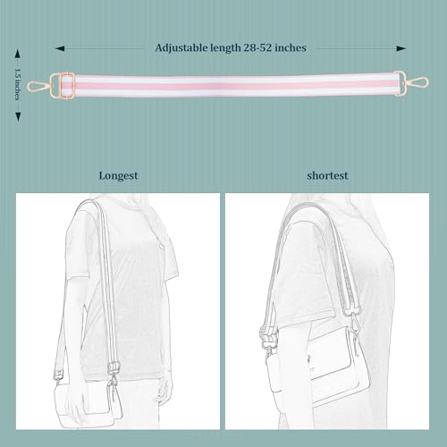 Image of chushui Woven Stripe Purse Straps,Replacement Crossbody Wide Shoulder Adjustable Strap for Bag Handbags,Pink and White and Pink