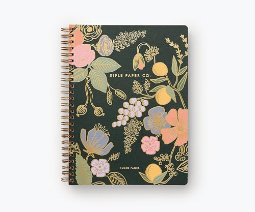 RIFLE PAPER CO. Colette Spiral-Bound Notebook, 150 Pages, Inner Storage Pocket Folders, Full Color Cover Features Metallic Gold Foil Accents. 8.25" L x 6.25" W
