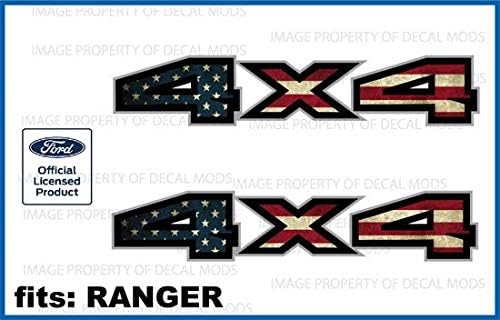 Decal Mods Calcomanías de bandera estadounidense 4 x 4 para Ford Ranger (2019-2020) (juego de 2) con licencia oficial - Usado