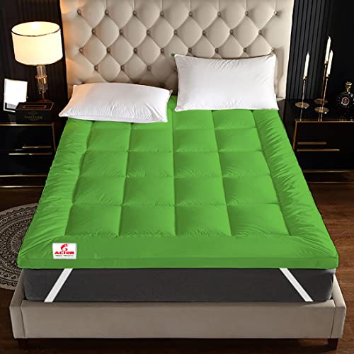 Image of ACHIR 500 GSM Super Soft Microfiber Mattress Topper /Padding for Soft and Comfortable Sleep - Mint Green, (Queen XL, 66 inchx78 inchinch, 5.5ft x 6.5ft)