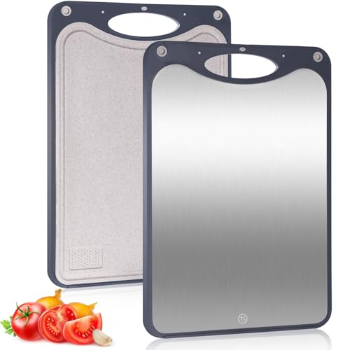 CHDEXU Cutting Board for Kitchen, Titanium Chopping Board Double Sided for Carving Meat, Cutting Vegetables and Fruit, Heavy Chopping Boards with Handle