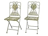Articolo: Sedia aubaho 2X da Giardino Coppia Seduta Sedia da bistrot Ferro Antico Stile Crema Verde