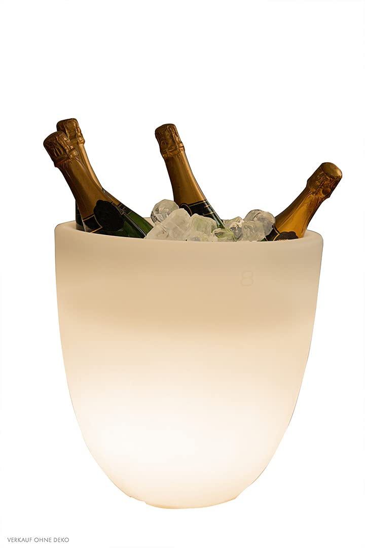 8 Seasons Design Curvy Cooler LED Verlichte Champagnekoeler - Stijlvolle Wijn- & Drankenkoeler Met Sfeerverlichting Voor Binnen En Buiten