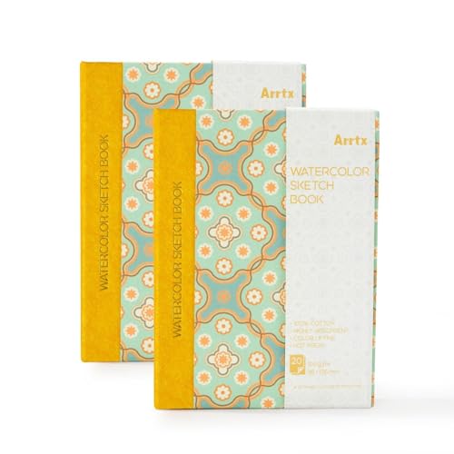 Arrtx Watercolor Sketchbook,100% Cotton Acid-Free 140lb/300gsm Hot Press Hardcover Watercolor Journal Notebook 2 Pack,40 Sheets 5.35 x 3.86 inches image 10