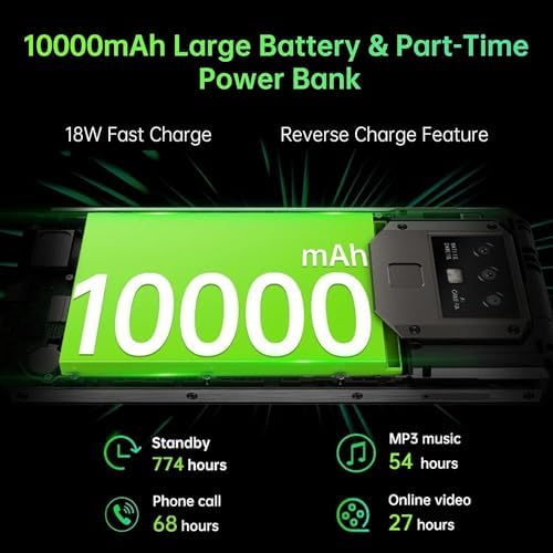 OUKITEL 10000mAh Battery Mobile Phones SIM Free Unlocked, K15 Plus 6.52-Inch 18W Fast+Reverse Charge, Android 11 4G Dual SIM Smartphone, 13MP Triple Camera 32GB+4GB Fingerprint Face ID NFC Black