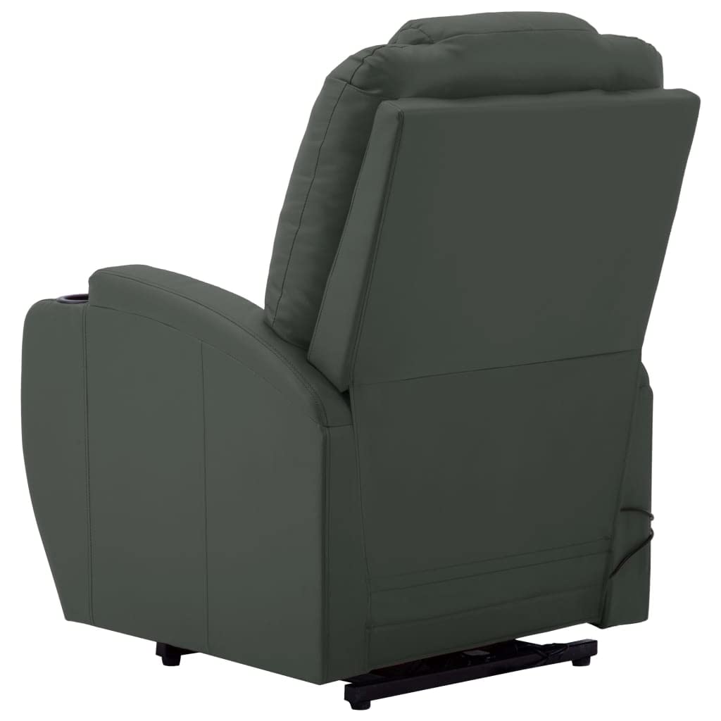 Sillón de masaje con ayuda para levantarse, antracita piel sintética