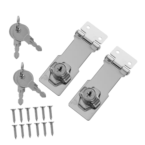 LIFKOME Door Latch Lock Keyed Hasp 2 Pack Durable Stainless Steel for Cabinet Drawer Kitchen