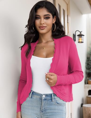 Image of OmicGot Women's Long Sleeve Cardigan Sweaters Open Front Cropped Bolero Shrugs for Dresses S-XL