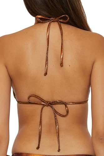 BECCA Women's Liquid Metal Triangle Bikini Top, Adjustable, Tie Back, Swimwear Separates2