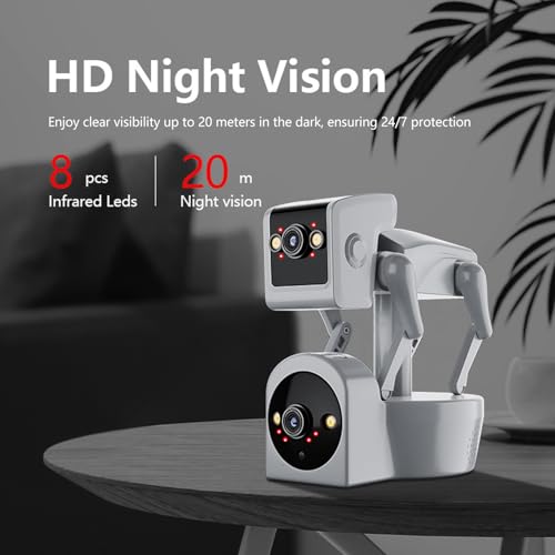Image of AEZ Robot Camera 1080P Dual-Lens, 360 Pan-Tilt Indoor Security Camera with 2-Way Talk, AI Motion Detection, 2.4G WiFi Color Night Vision, and Remote App Control for Cats /Dogs /Baby /Elderly Monitoring