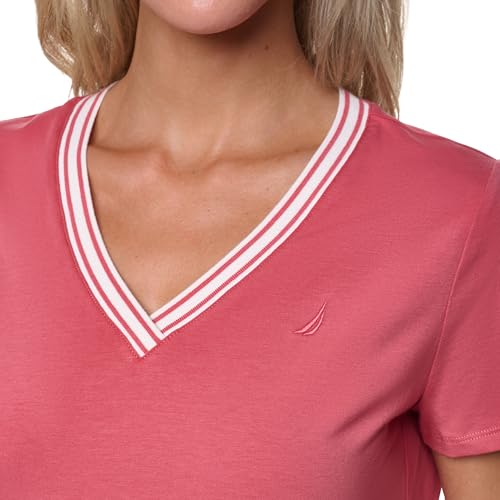 Image of Nautica Women's Solid V-Neck Short Sleeve T-Shirt Shirt