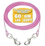 Mi Metty Tie-Out Leinen für Hunde, 6m Kausichere Hundeleinen,Tie Out Cables Hofleine für Kleine Hunde bis zu 60 Pfund (Rosa, 20ft(6M))