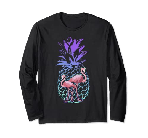 Linda idea de diseño de regalo de piña flamenco Manga Larga