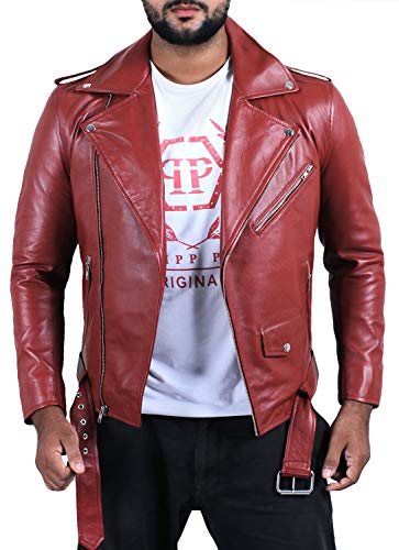 Laverapelle Men's Genuine Lambskin Leather Jacket (Maroon, Extra Large, Cotton Lining) - 1501532