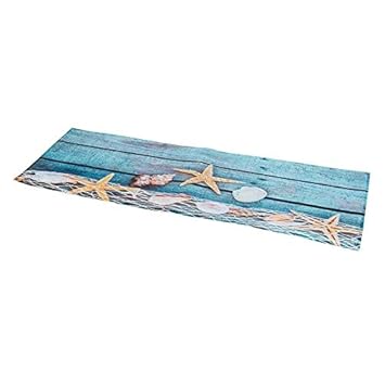 ELECTROPRIME 10X(Retro Blue Wood Flooring Fishing Net Conch Shells Starfish Nautical Non J2L4
