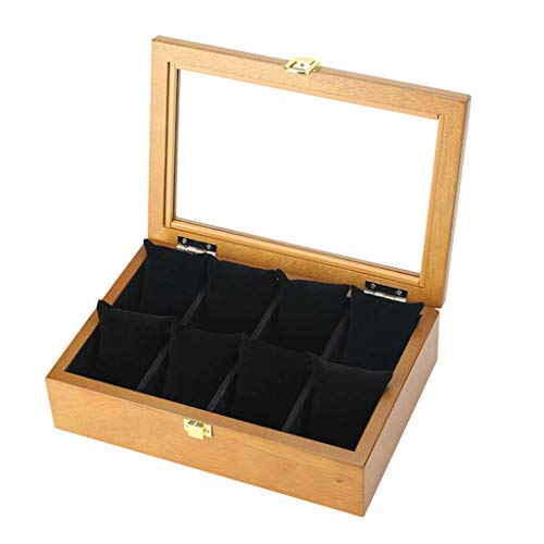 H.yina Watch Box for Men - Vitrine à 8 Fentes pour Montres, boîte de Rangement pour présentoir à Bijoux pour Hommes en Bois, Coussins Amovibles Cover