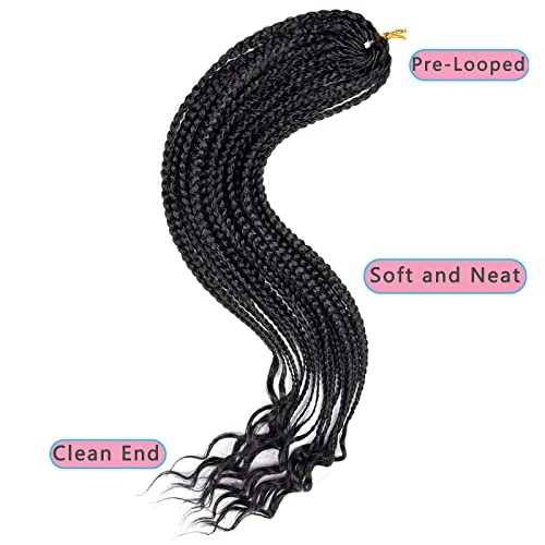 8 Packs 18 Inch Crochet Box Braids Hair With Curly Ends Pre Looped Crochet Braids Goddess Box Braids Crochet Braiding Hair With Curly Ends Extensions #TOP5